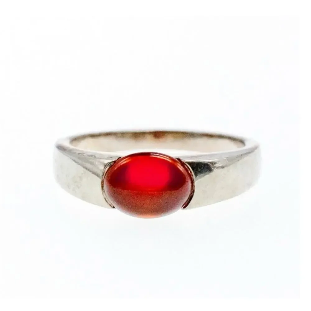 Vintage 925 Sterling Silver Agate Ring Size 7.25